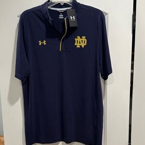 UA Notre Dame Men's Shirt in Navy with Gold Accents and a 1/4 zip